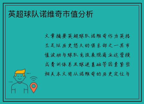 英超球队诺维奇市值分析